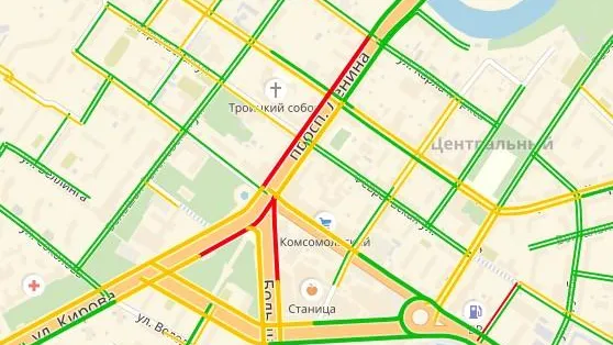 Пробка длиной 2 км образовалась в центре Подольска