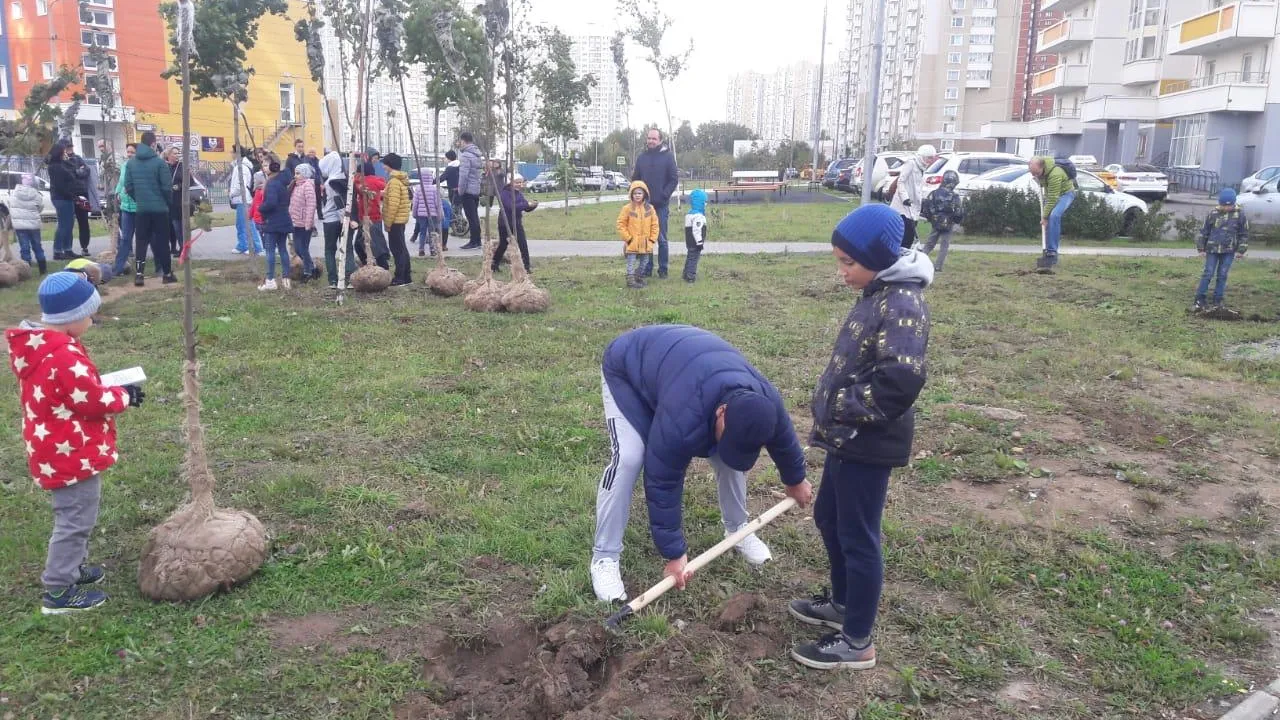 Первоклассники в Химках высадили собственную аллею в рамках экоакции «Наш лес»