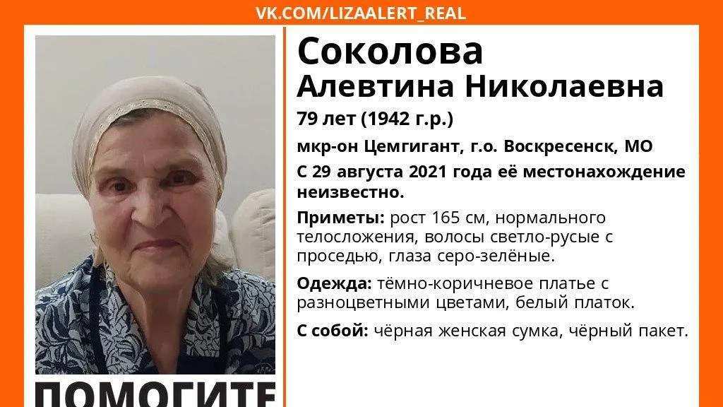 В Воскресенске разыскивают пропавшую 79‑летнюю женщину