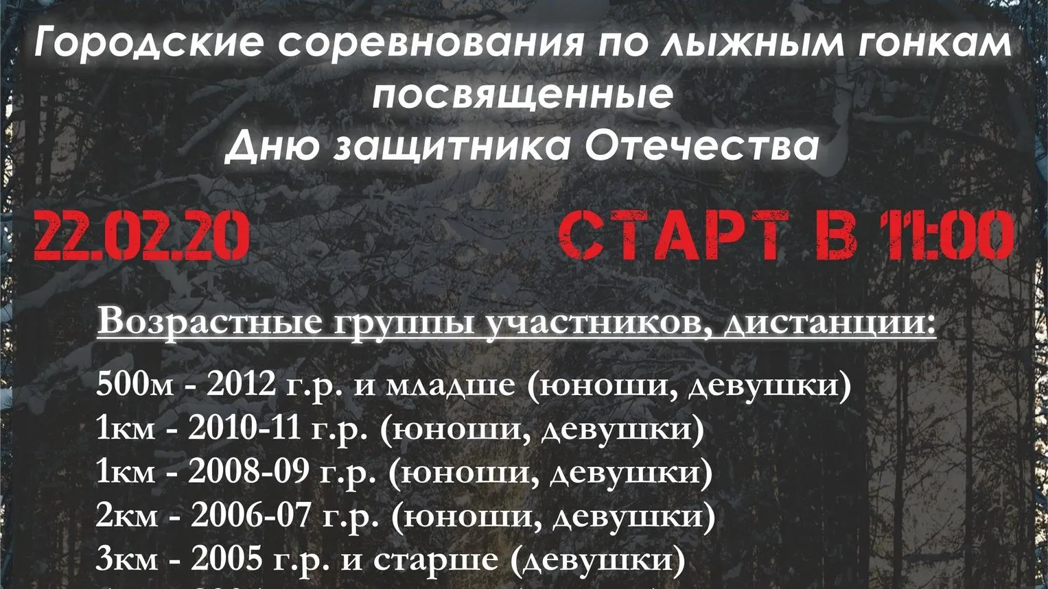 Турнир по лыжным гонкам пройдет в Дзержинском 22 февраля