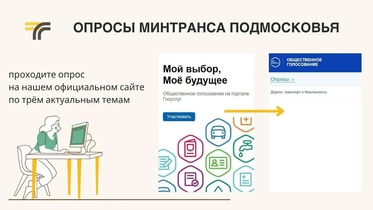 Минтранс Подмосковья запустил сразу три опроса на портале госуслуг