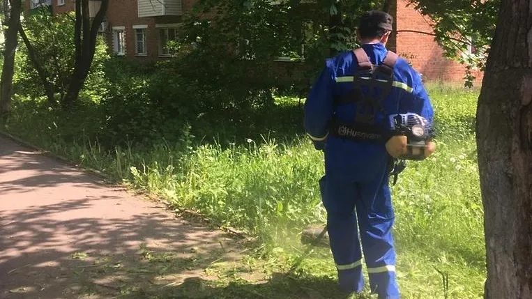 Траву начали окашивать на 4 улицах в микрорайоне Климовск Подольска