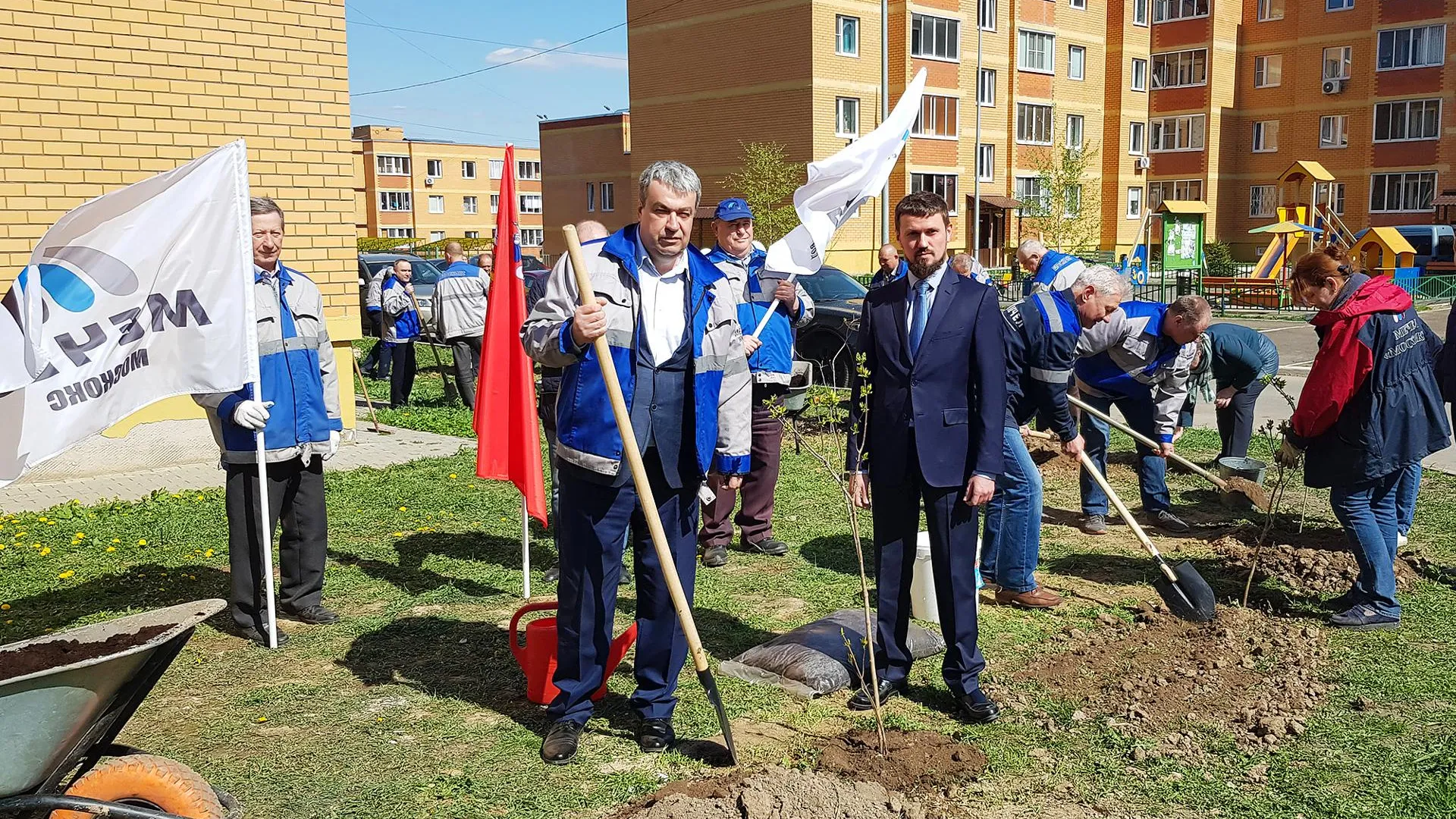 Работники «Москокса» высадили аллею сирени в одном из микрорайнов Видного