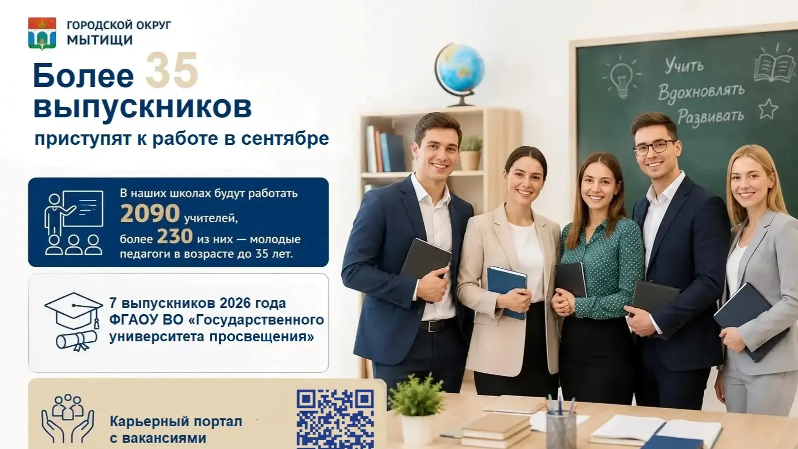 В школы Мытищ в сентябре выйдут более 35 молодых педагогов
