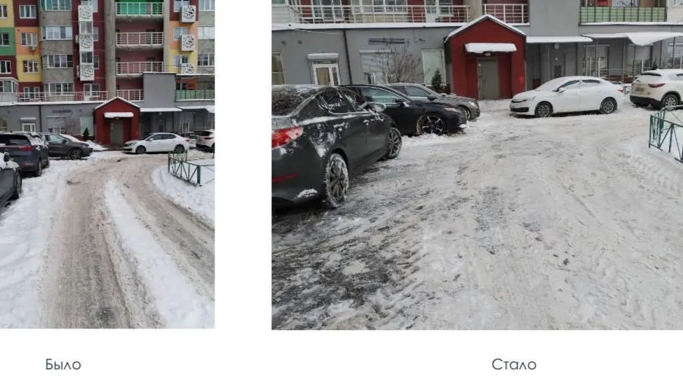 Дворовую территорию на улице Жирохова в Лобне очистили от снега