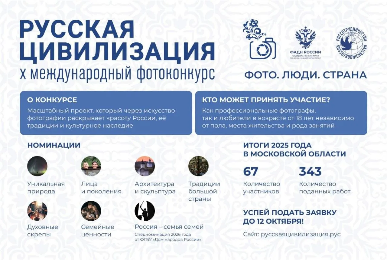 Вклад Подмосковья в Международный фотоконкурс «Русская цивилизация»
