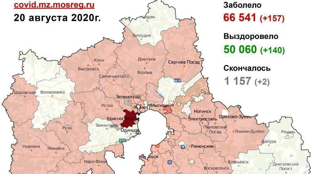 В 26 округах Подмосковья за сутки не выявили новых случаев Covid‑19