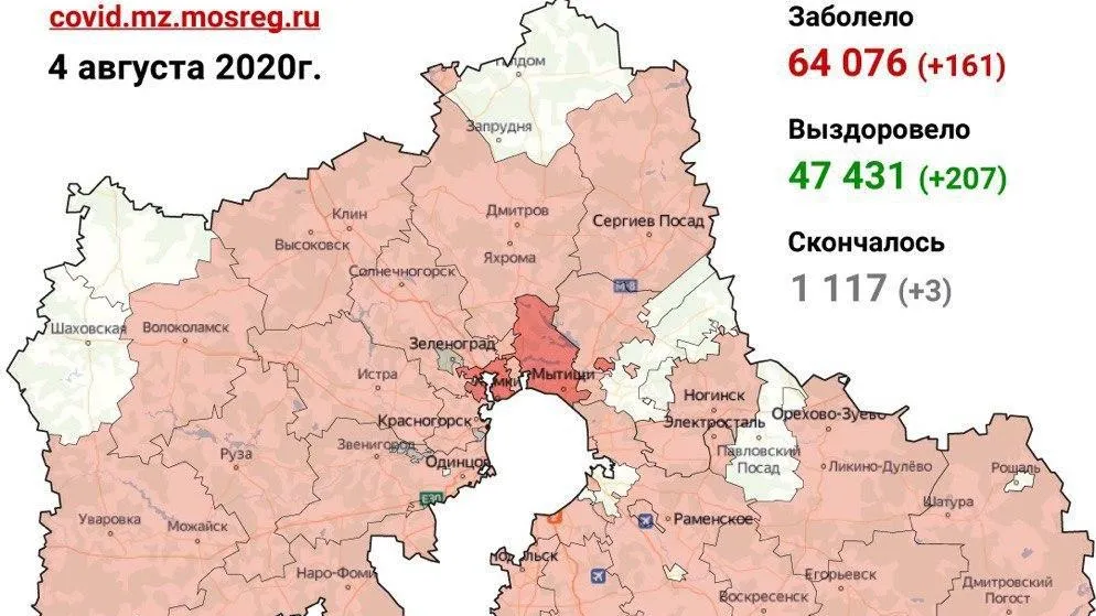 В 22 округах Подмосковья за сутки не выявили новых случаев Covid‑19