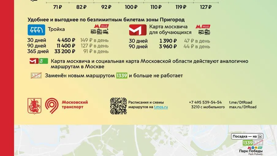 В Одинцовском округе 28 марта запустят маршрут №1339 до метро