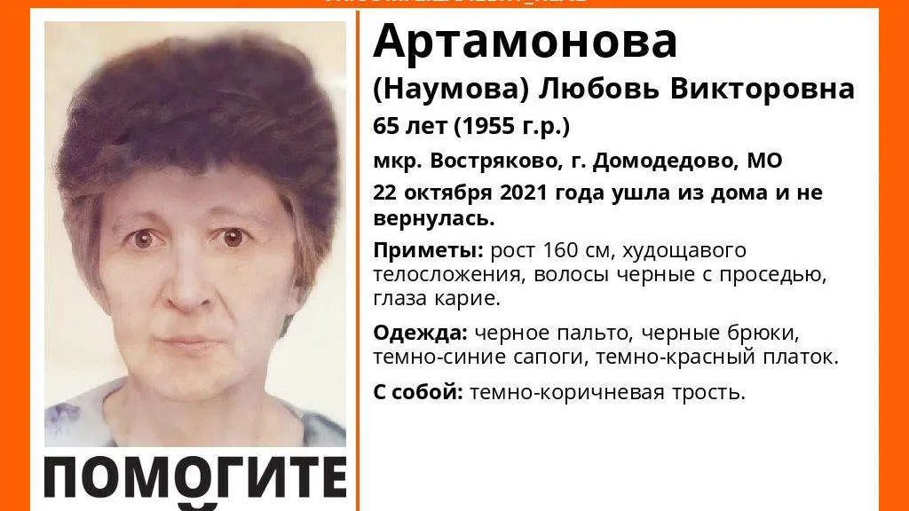 В Домодедове разыскивают пропавшую пожилую женщину