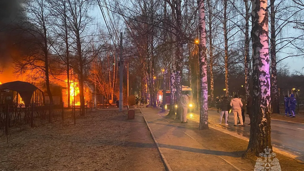 Мощный пожар вспыхнул в парке Сокольники