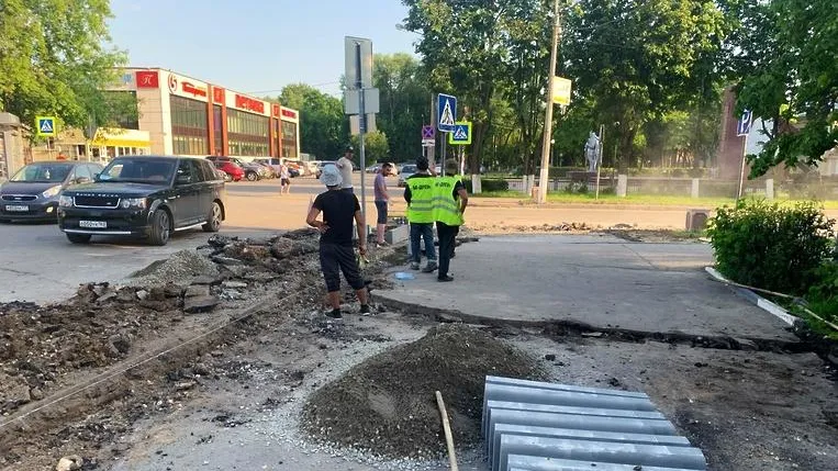 В микрорайоне Климовск Подольска начали делать новую остановку на улице Ихтиманская
