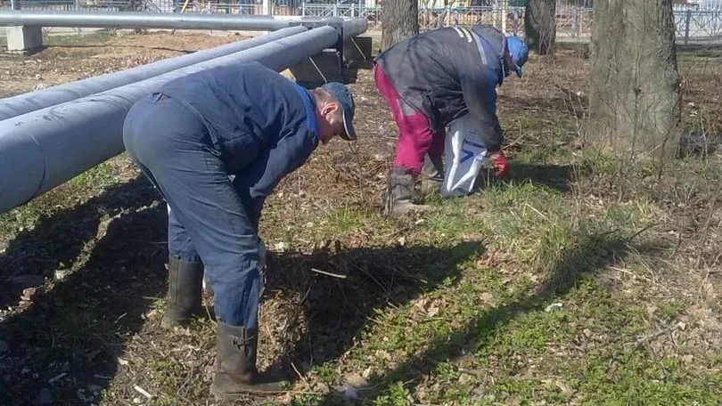 Территорию наружной теплосети очистили на улице Революции в Подольске