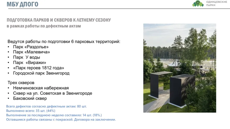 Подготовку парков к летнему сезону обсудили в администрации Одинцовского округа