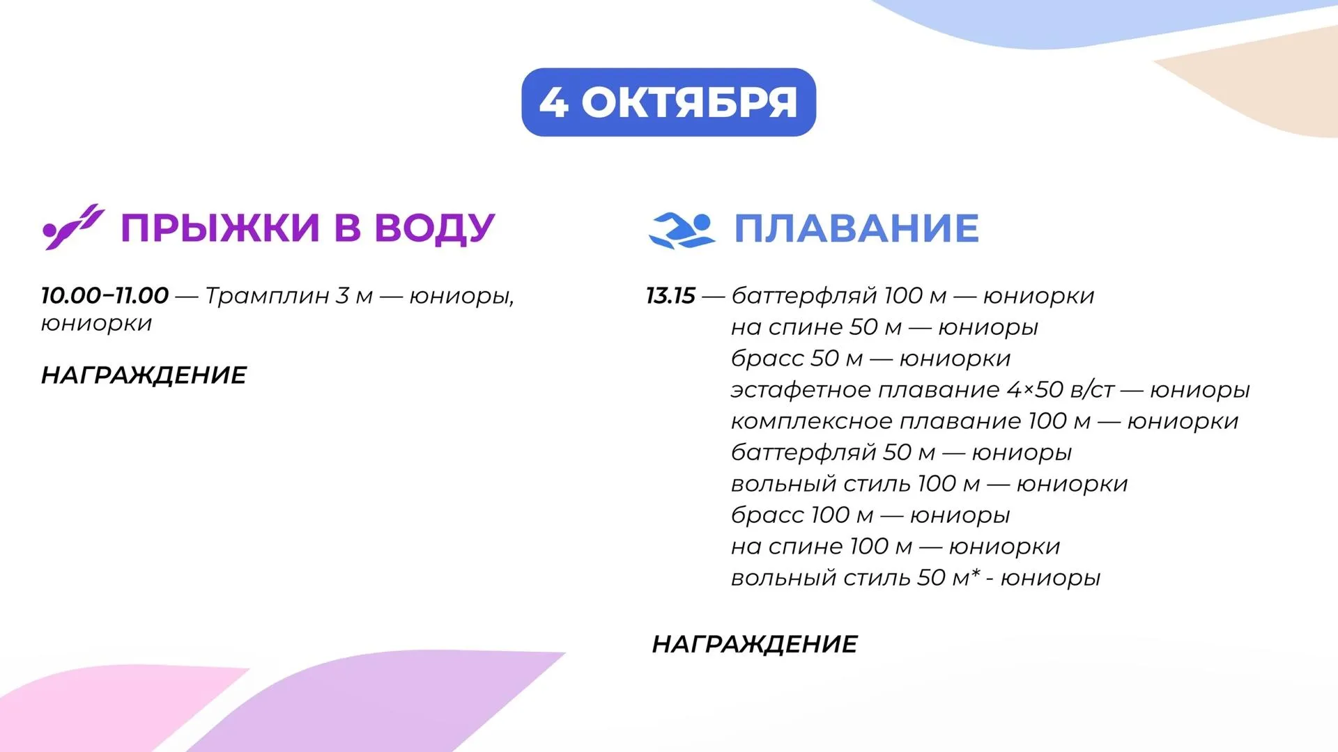 Рузский округ примет студенческий «Кубок Лиги» по водным видам спорта