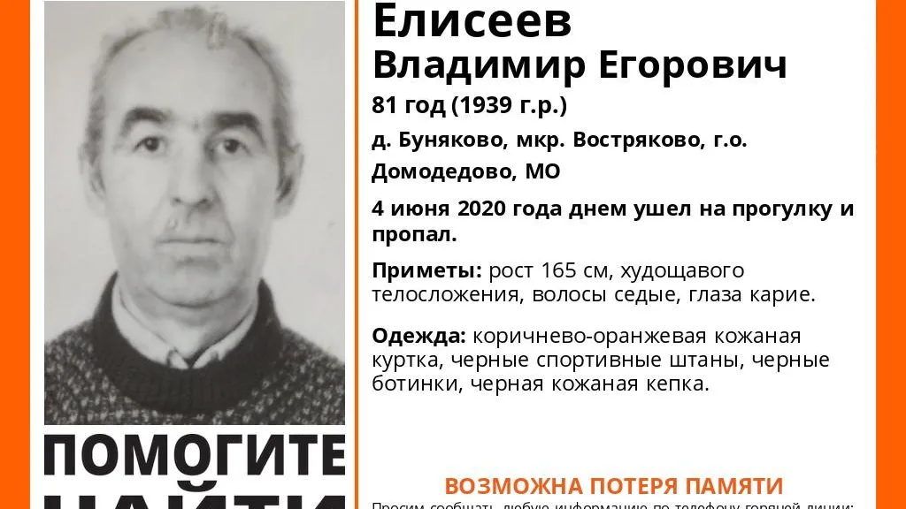 Пропавшего в Домодедове 81‑летнего мужчину нашли мертвым