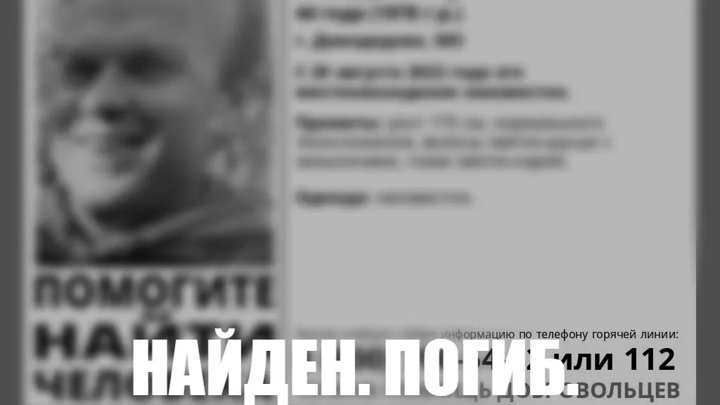 Пропавшего в Домодедове мужчину нашли погибшим
