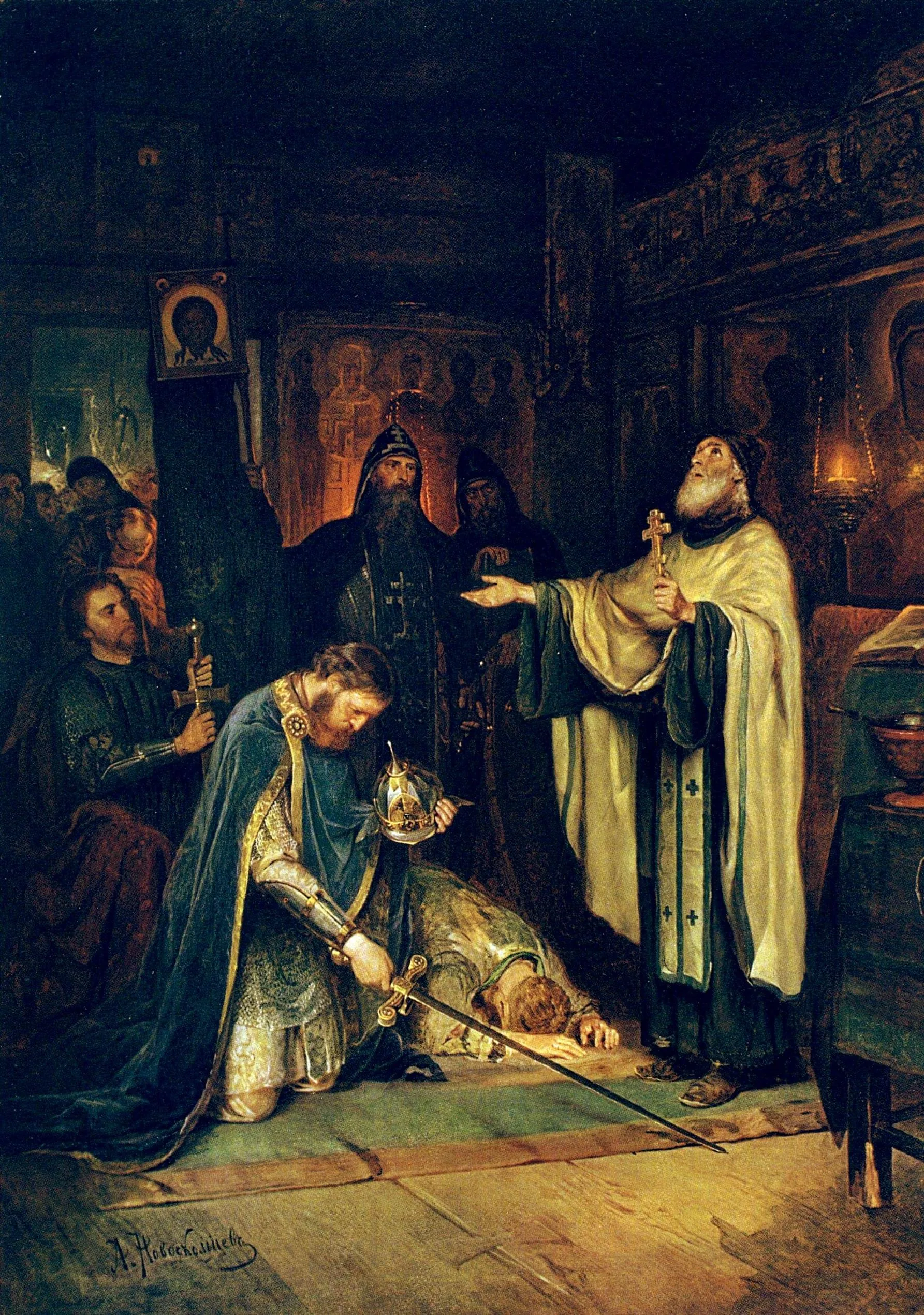 Александр Новоскольцев. Преподобный Сергий благословляет Дмитрия Донского на борьбу с Мамаем