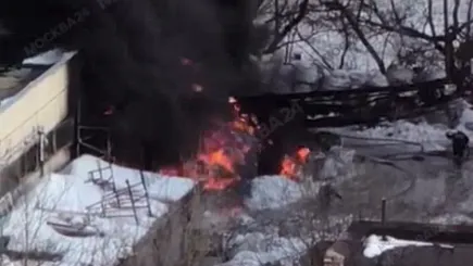 Появилось видео с места пожара в Химках