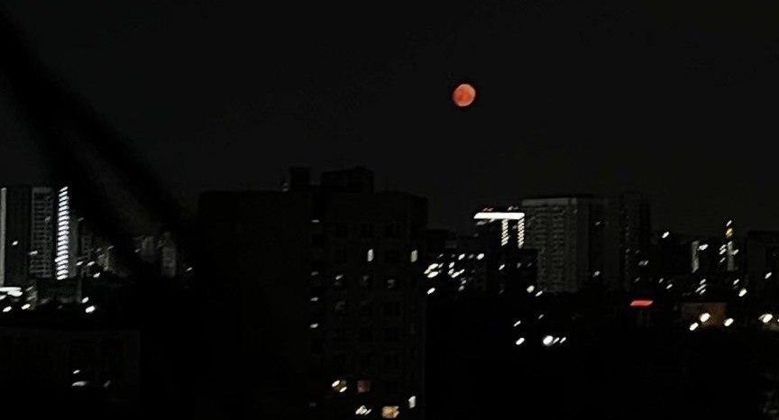 Москвичи наблюдают редкую «кровавую луну»