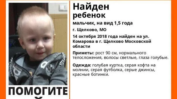 Следствие просит жителей помочь в поиске родных мальчика, найденного в Щелкове