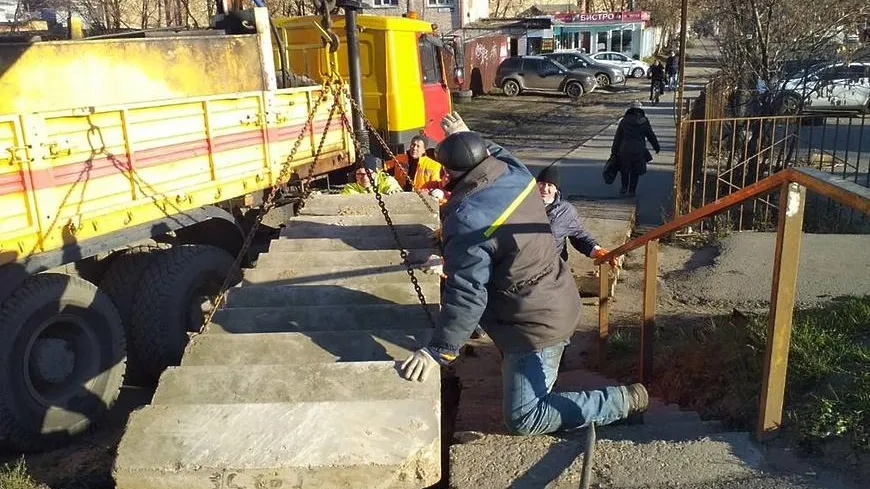 Лестницу на Шоссейной улице в Люберцах восстановили на минувшей неделе