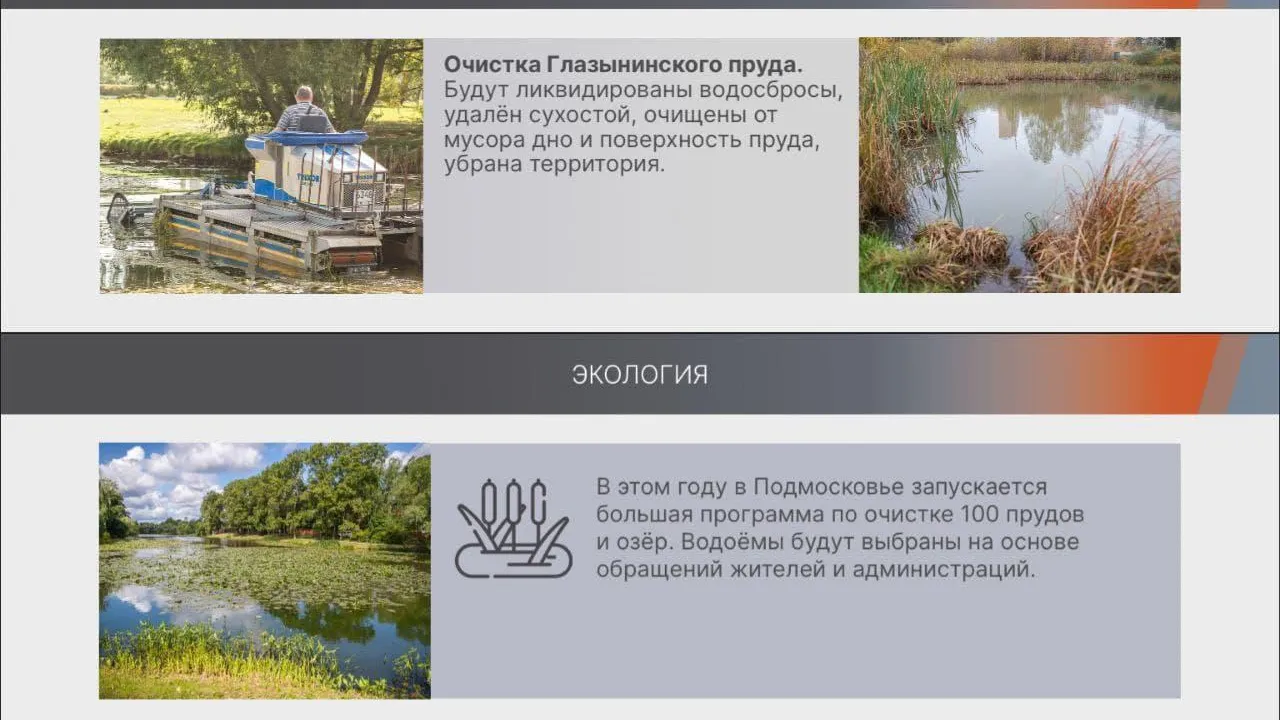 Глазынинский пруд в Одинцове очистят к октябрю