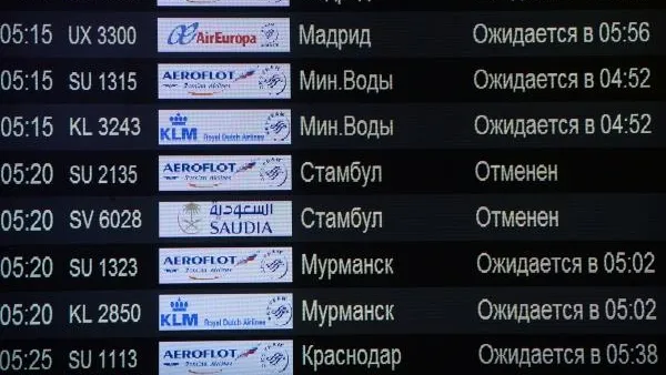 Число задержанных и отменных рейсов в аэропортах Московского региона увеличилось до 35