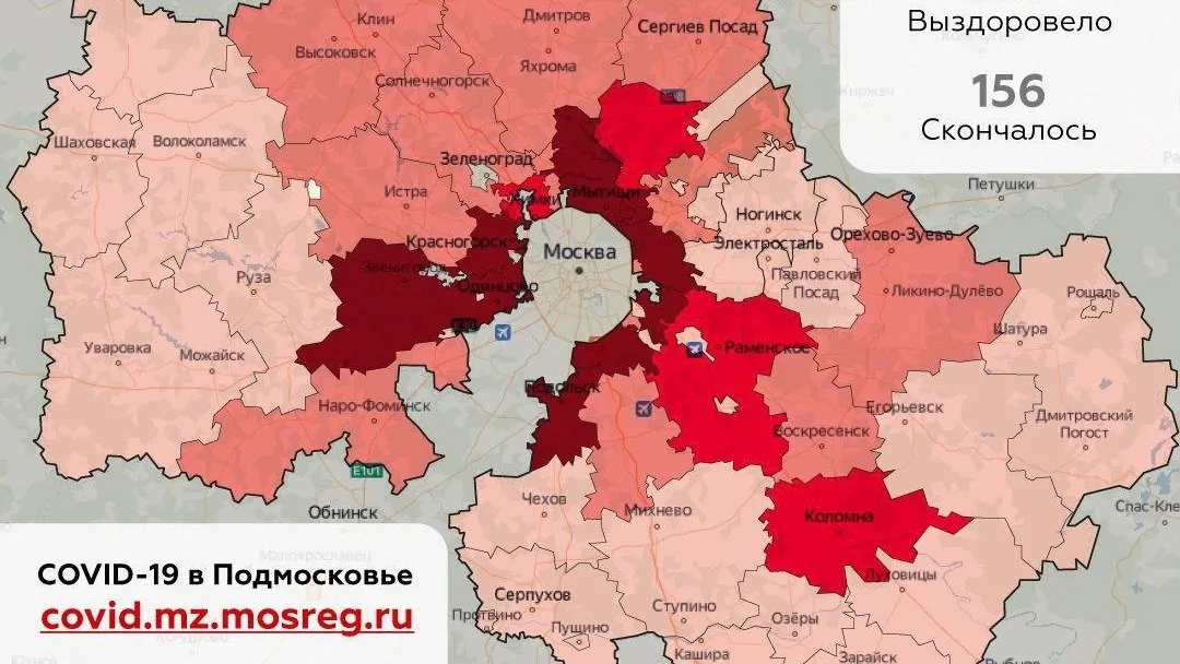 Названы округа‑лидеры по выявленным за сутки случаям заражения Covid‑19 в Подмосковье