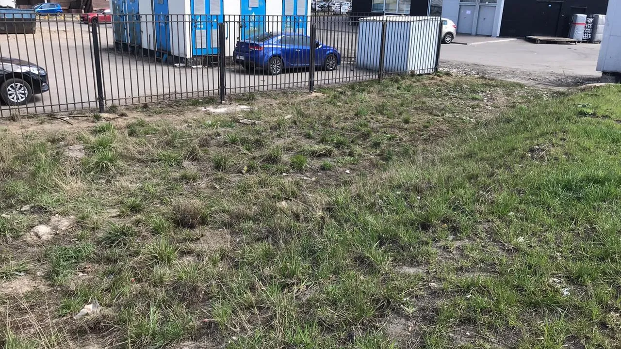 Газон на Объездной дороге в Подольске очистили от мусора