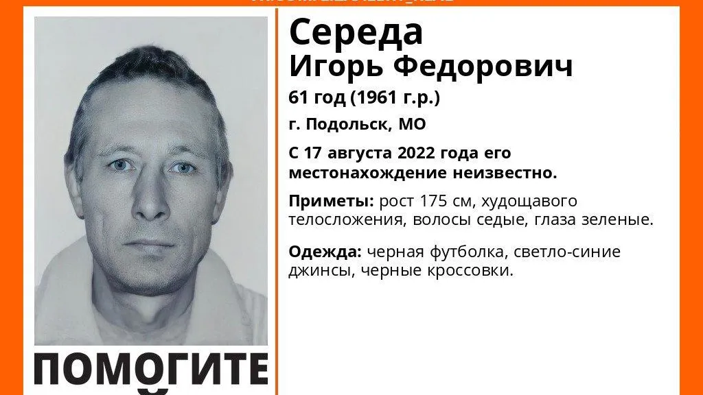 В Подольске разыскивают пропавшего мужчину
