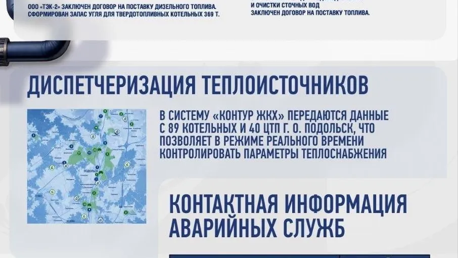 Подольск начнет пробные топки перед отопительным сезоном 15 сентября