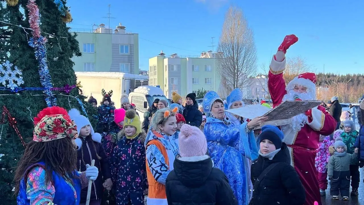 В деревне Черная г. о. Истра прошла первая в этом году дворовая елка