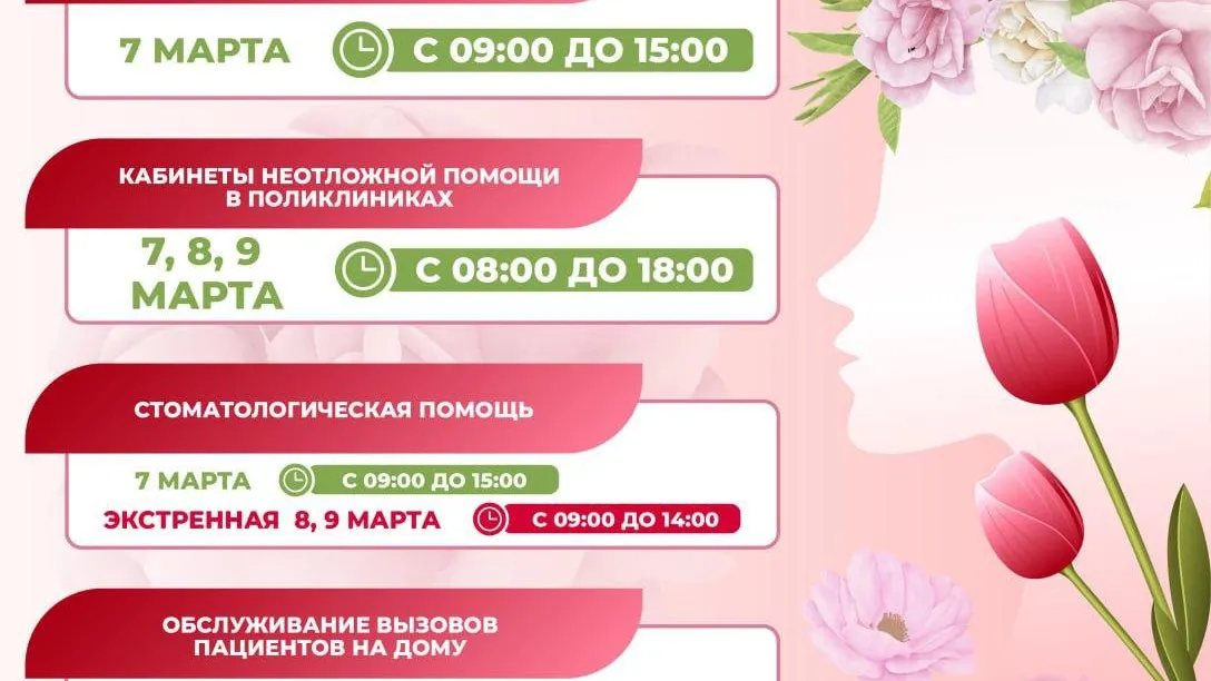 Минздрав Подмосковья рассказал о графике работы медучреждений 7, 8 и 9 марта
