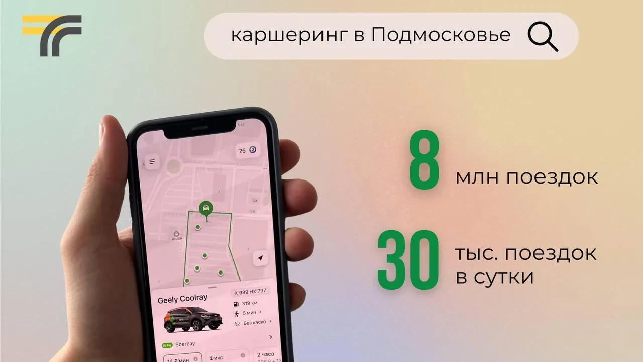 Больше 8 млн поездок совершили пользователи каршеринга в Подмосковье за полгода