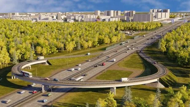 На Киевском шоссе реконструировали участок и построили многоуровневую развязку