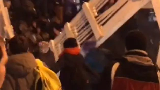 Видео обрушения моста в парке Горького в Москве в новогоднюю ночь