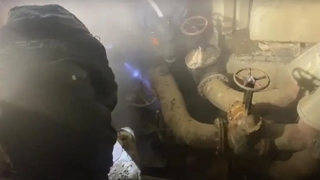 Видео ликвидации аварии на улице Володи Дубинина, 4б в Подольске