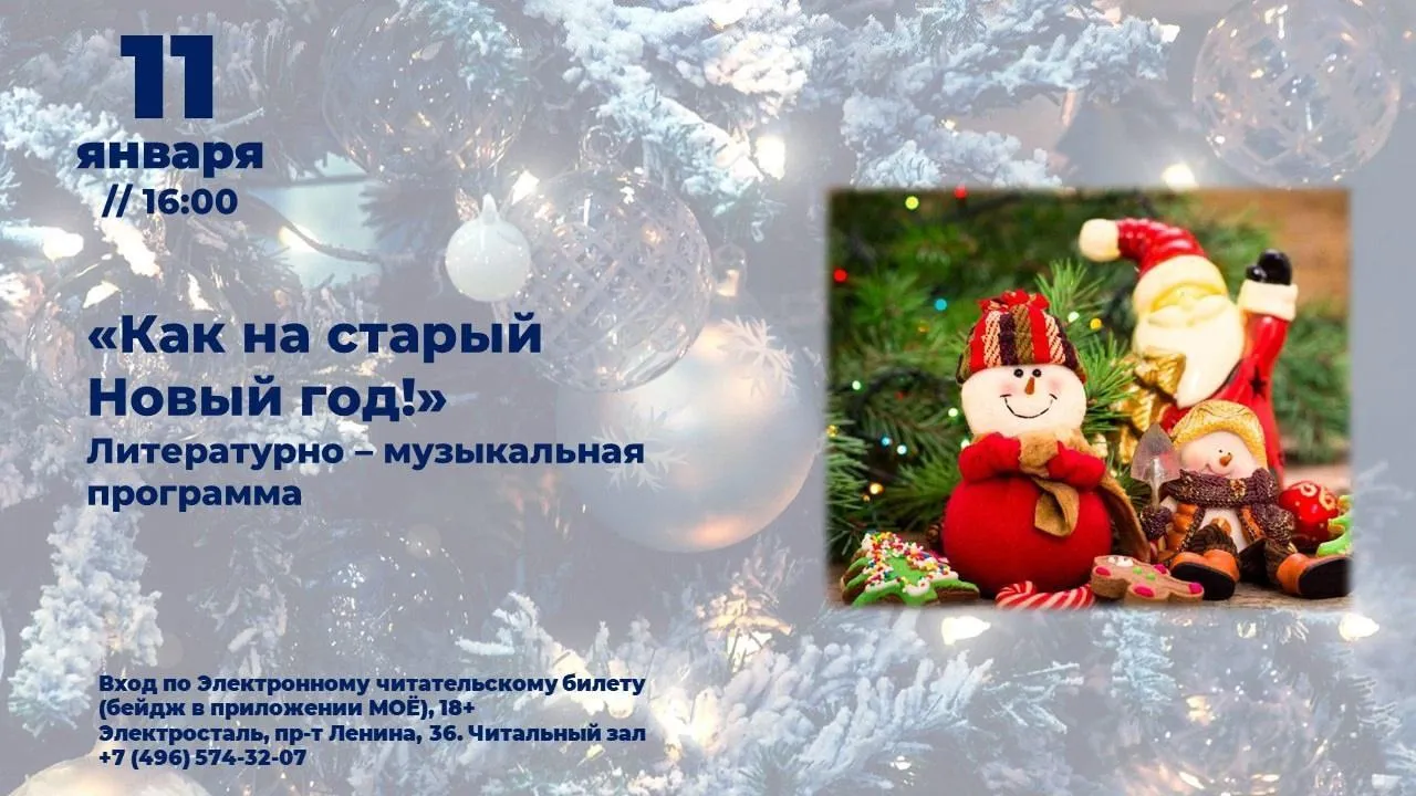 Литературно-музыкальная программа пройдет в Электростали 11 января