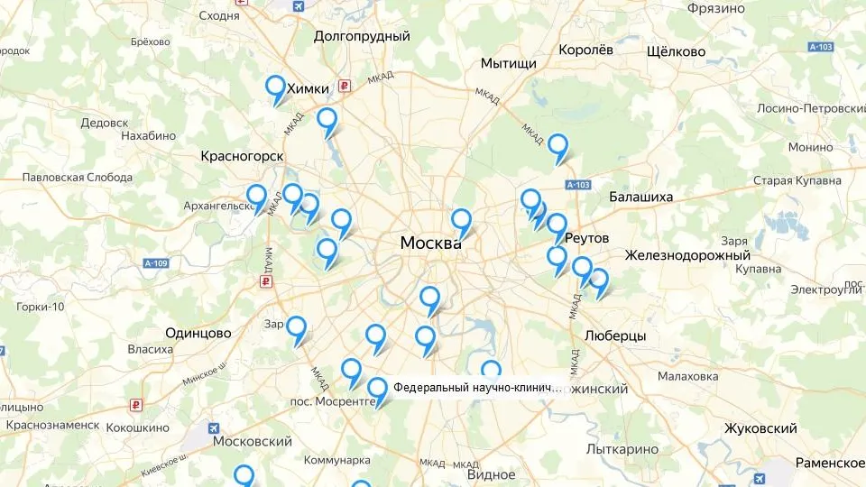 Места для крещенских купаний в Москве в 2020 году. Карта