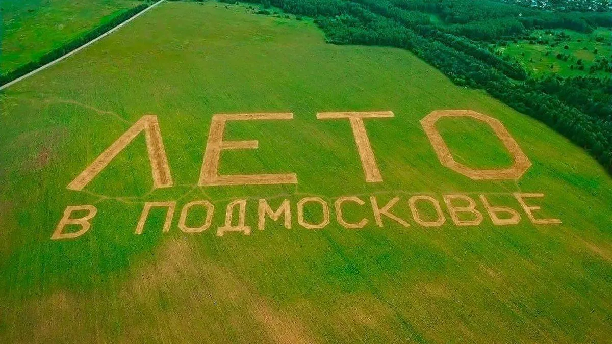 Гигантская надпись «Лето в Подмосковье» появилась на поле около аэропорта Домодедово