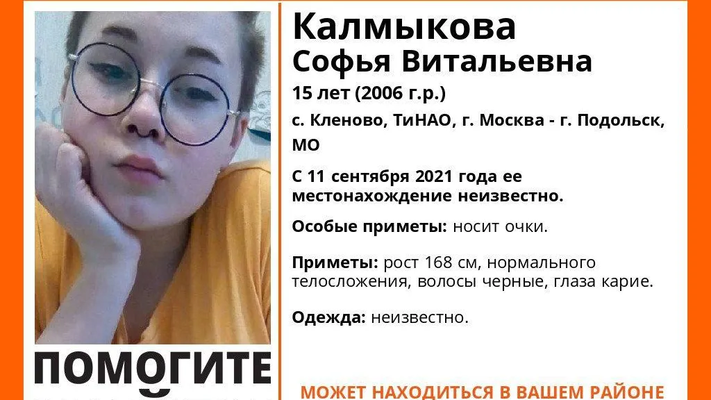 Волонтеры разыскивают 15‑летнюю девочку, которая может находиться в Подольске
