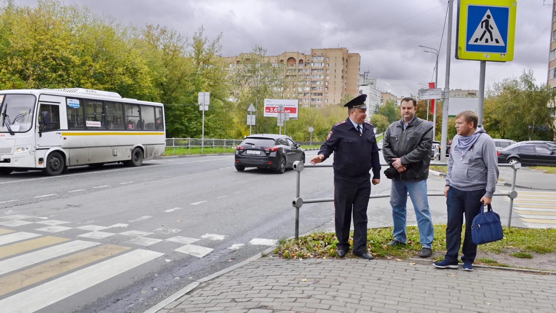 Активисты ОНФ проверили состояние пешеходных переходов у лицея в Балашихе