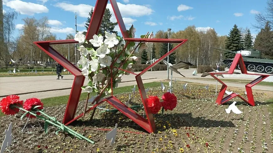 Около 48 тыс цветов высадили на клумбах Королева ко Дню Победы